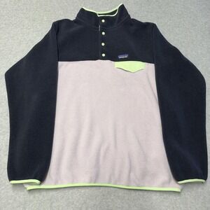 Patagonia Synchilla Snap-T Fleece Pullover Womens XL Navy Pink Colorblock Top